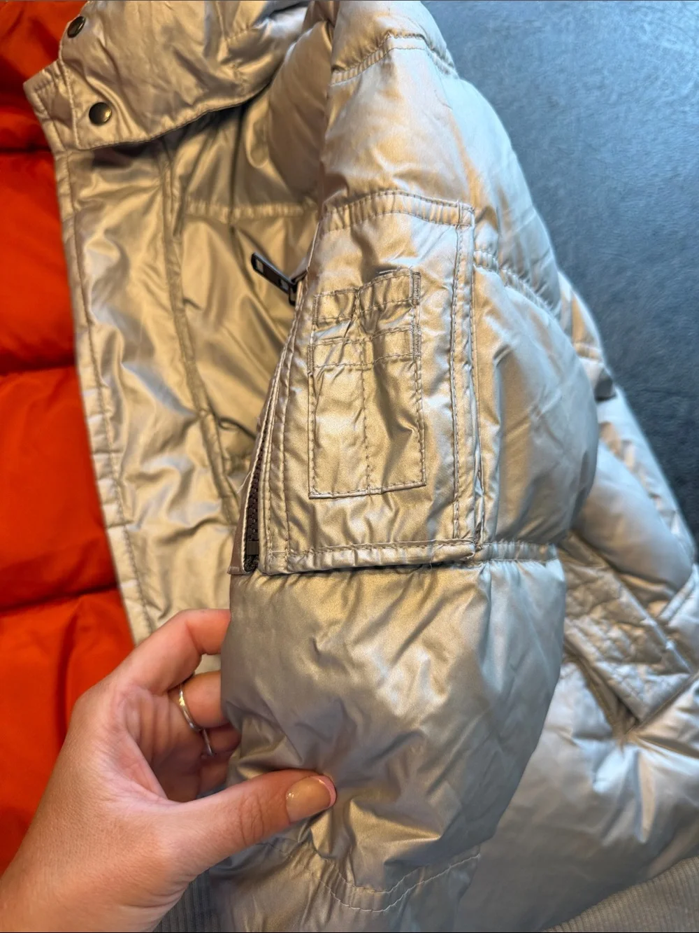 GAP Silver Puffer Hooded Coat size 10